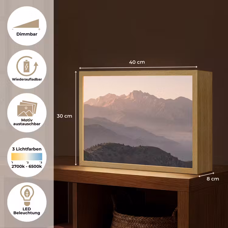 Panorama - Landschap - Bergen Light Box met batterij (Wandlamp) middel -USP_websiteoverzichtDE