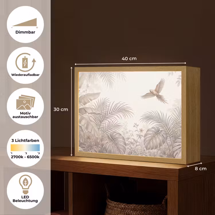 Papagaai - Jungle - Tropisch Light Box met batterij (Wandlamp) middel -USP_websiteoverzichtDE