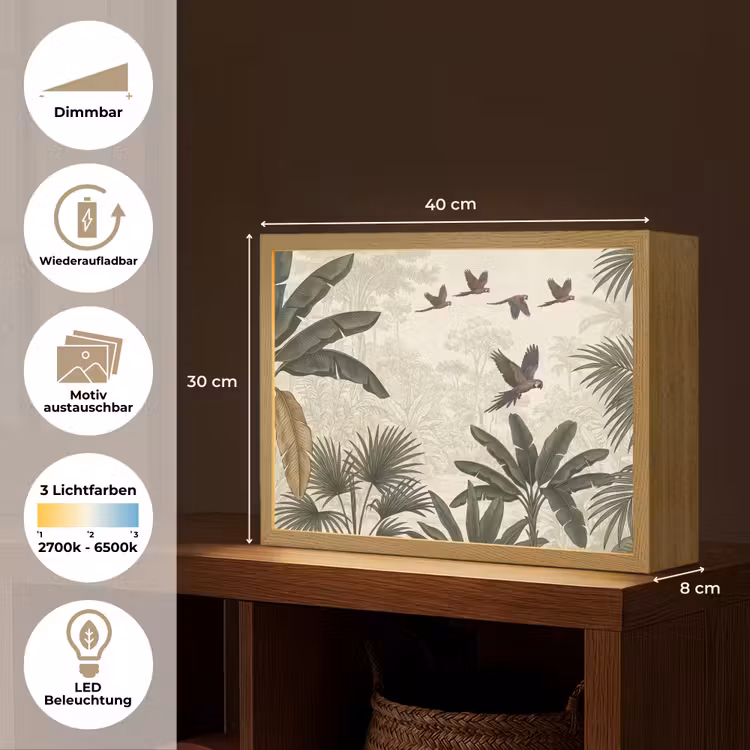Papagaaien - Jungle - Tropisch - Green Light Box met batterij (Wandlamp) middel -USP_websiteoverzichtDE