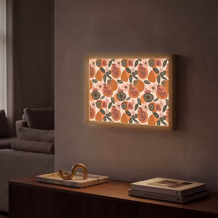 Papaja - Bloesem - Oranje Light Box met batterij (Wandlamp) middel 907 -sfeer1