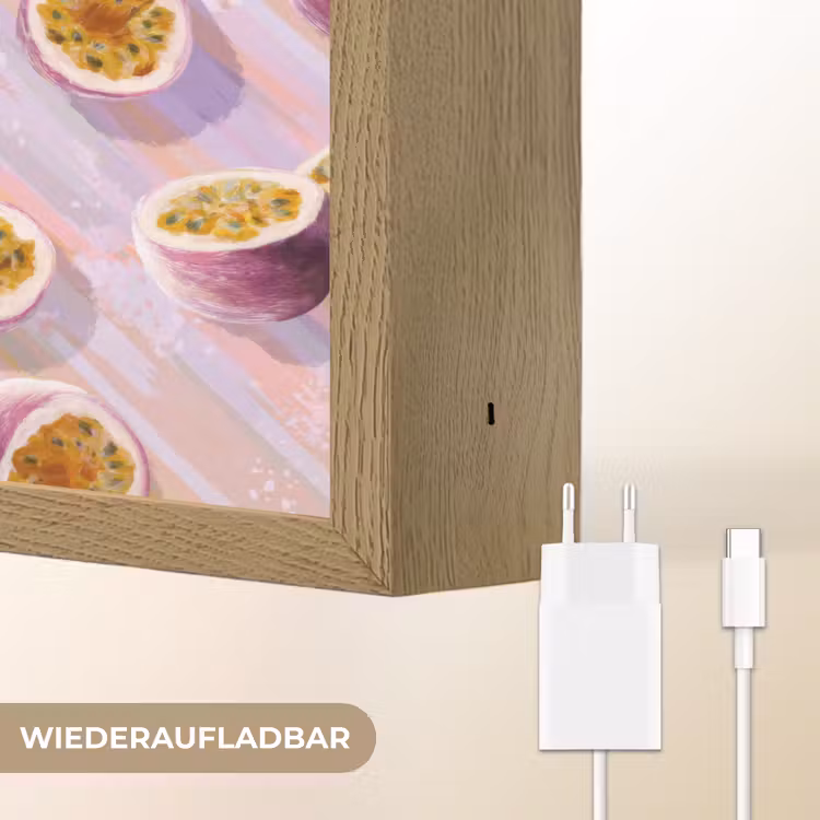 Passievrucht - Tropisch - Paars Light Box met batterij (Wandlamp) middel 907 -USP_websiteoplaadbaarDE