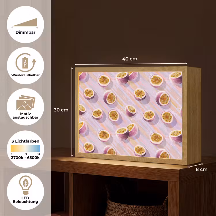 Passievrucht - Tropisch - Paars Light Box met batterij (Wandlamp) middel 907 -USP_websiteoverzichtDE