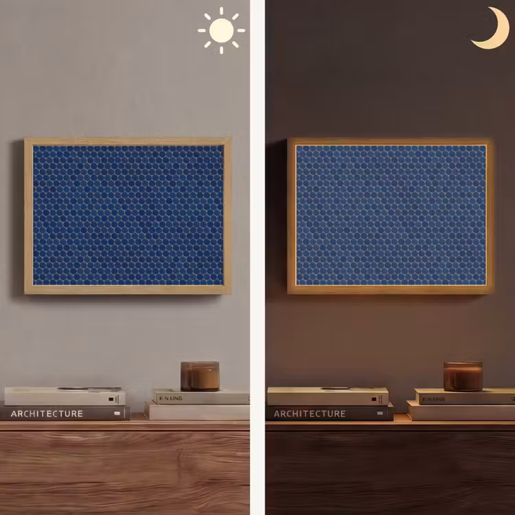 Penny - Mozaïek - Donkerblauw Light Box met batterij (Wandlamp) middel 907 -sfeer3
