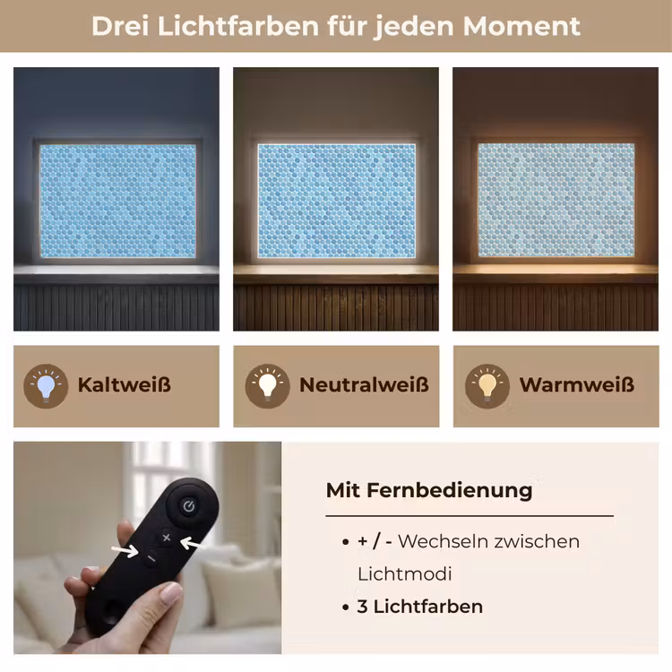 Penny - Mozaïek - Lichtblauw Light Box met batterij (Wandlamp) middel 907 -USP_lichtkleurDE