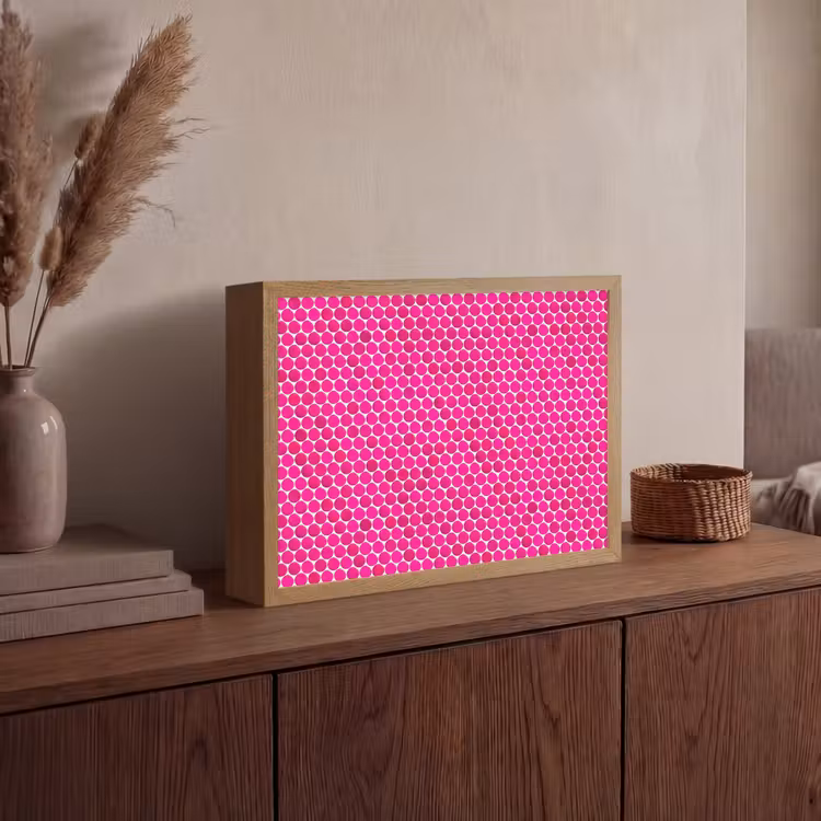Penny - Mozaïek - Felroze Light Box met batterij (Wandlamp) middel 907 -sfeer2