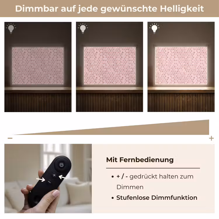 Penny - Mozaïek - Lichtroze Light Box met batterij (Wandlamp) middel 907 -USP_dimbaarDE