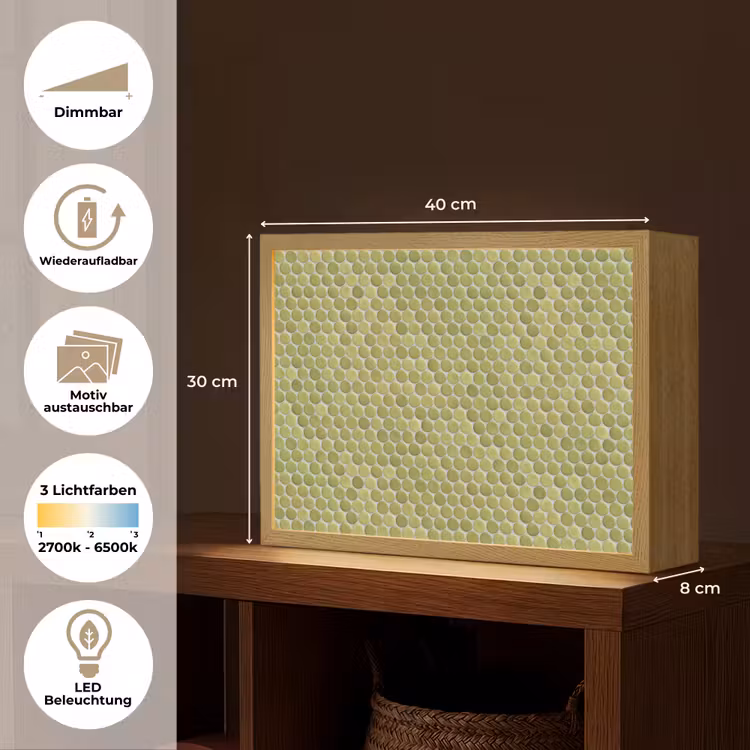 Penny - Mozaïek - Olijfgroen Light Box met batterij (Wandlamp) middel 907 -USP_websiteoverzichtDE