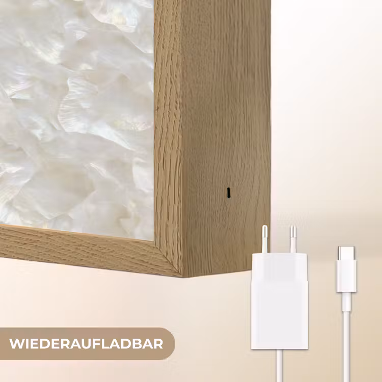 Parelmoerglans - Wit - Schelp Light Box met batterij (Wandlamp) middel 907 -USP_websiteoplaadbaarDE