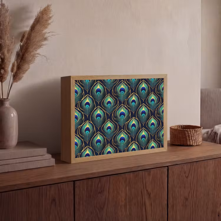 Pauw - Veren - Groen Light Box met batterij (Wandlamp) middel 907 -sfeer2