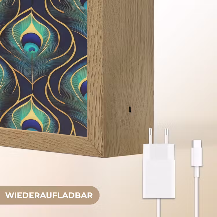 Pauw - Veren - Groen Light Box met batterij (Wandlamp) middel 907 -USP_websiteoplaadbaarDE