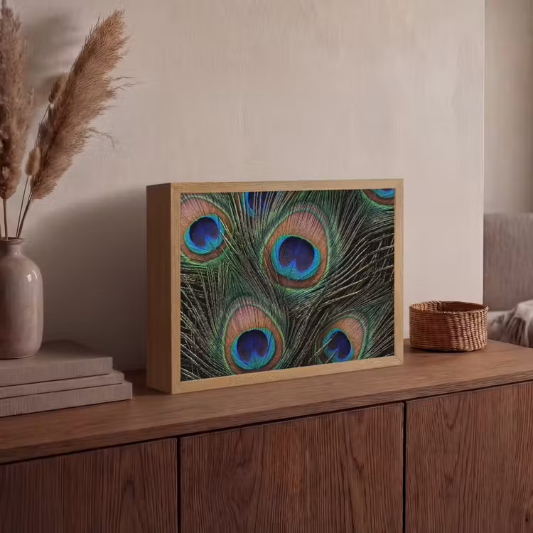 Pauwenveren - Klassiek - Groen Light Box met batterij (Wandlamp) middel -sfeer2