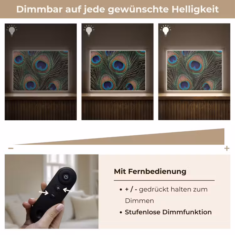 Pauwenveren - Klassiek - Groen Light Box met batterij (Wandlamp) middel -USP_dimbaarDE