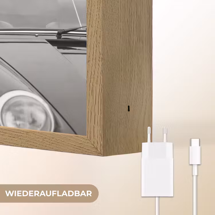 Paard - Auto - Zwart - Wit Light Box met batterij (Wandlamp) middel -USP_websiteoplaadbaarDE