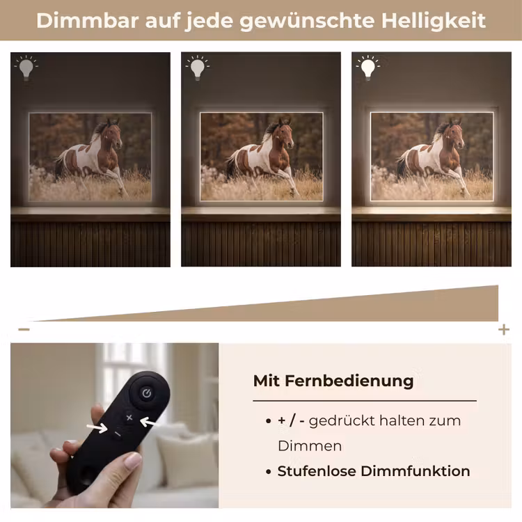 Paard - Bruin - Gras Light Box met batterij (Wandlamp) middel -USP_dimbaarDE