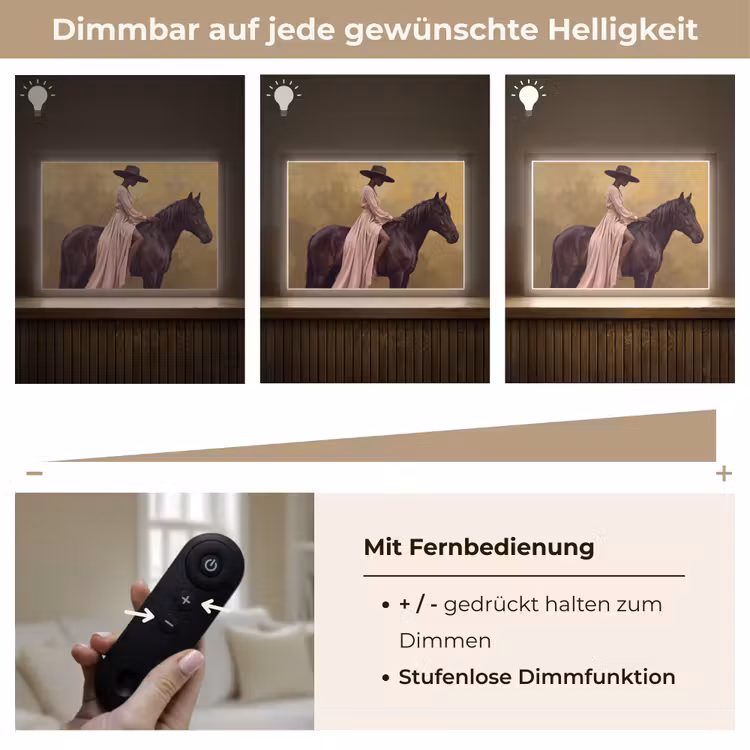 Paard - Klassiek - Oker Light Box met batterij (Wandlamp) middel -USP_dimbaarDE