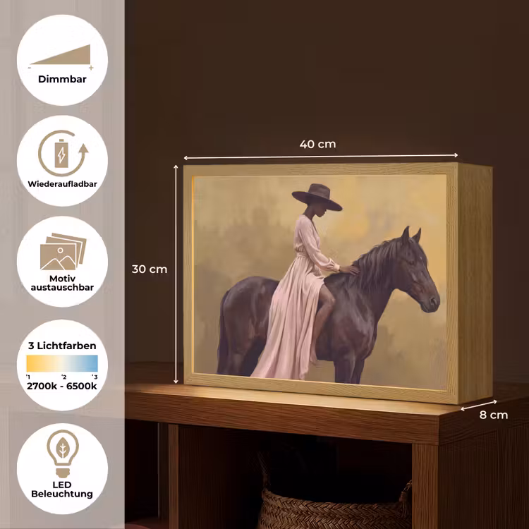 Paard - Klassiek - Oker Light Box met batterij (Wandlamp) middel -USP_websiteoverzichtDE