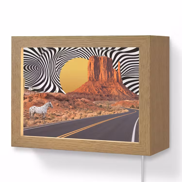 Lightbox - Wandleuchte - Pferd – Wüste – Natur - Paard - Woestijn - Natuur Light Box met kabel (Wandlamp) klein