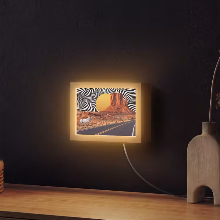 Lightbox - Wandleuchte - Pferd – Wüste – Natur - Paard - Woestijn - Natuur Light Box met kabel (Wandlamp) klein