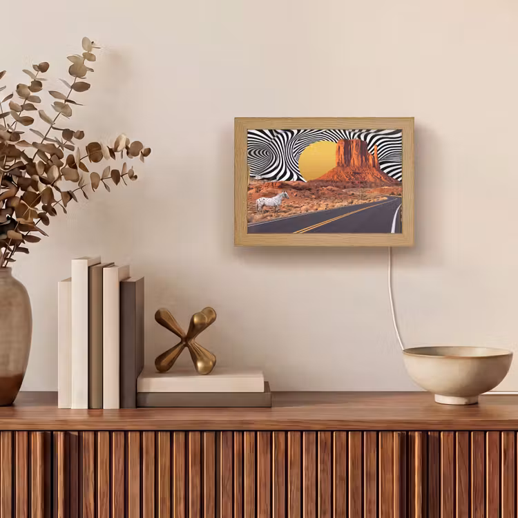 Lightbox - Wandleuchte - Pferd – Wüste – Natur - Paard - Woestijn - Natuur Light Box met kabel (Wandlamp) klein