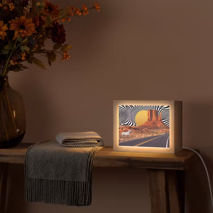 Lightbox - Wandleuchte - Pferd – Wüste – Natur - Paard - Woestijn - Natuur Light Box met kabel (Wandlamp) klein