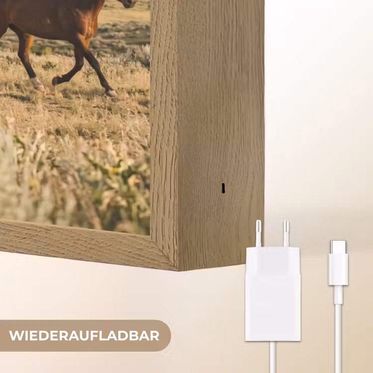 Paarden - Kudde - Bergen - Vrijheid - Wild Light Box met batterij (Wandlamp) middel -USP_websiteoplaadbaarDE