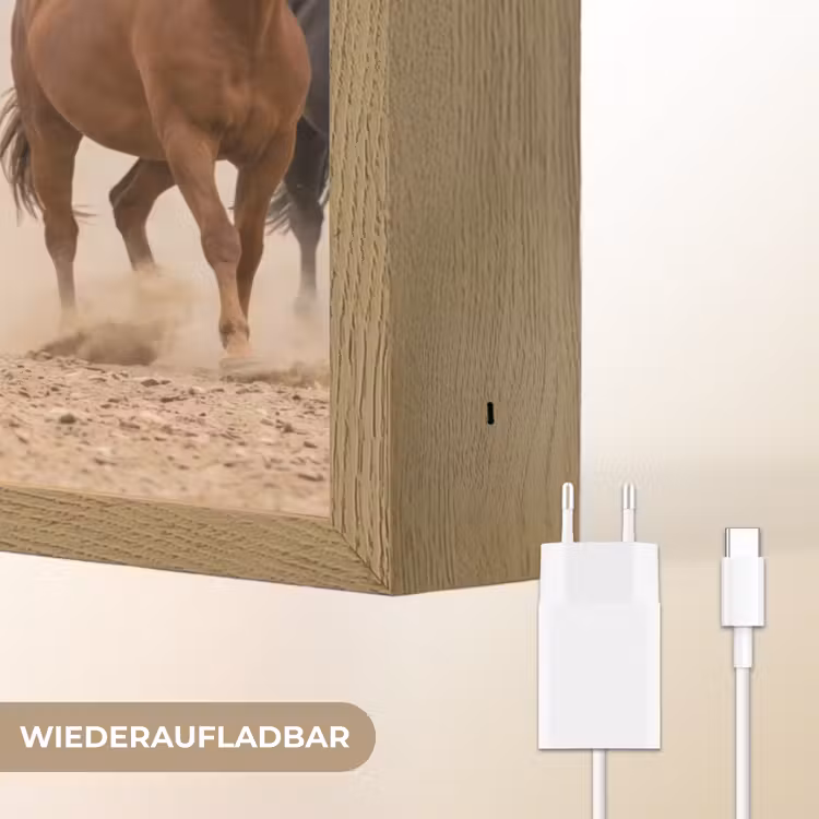 Kudde paarden - Stofwolk - Bruin - Zwart Light Box met batterij (Wandlamp) middel -USP_websiteoplaadbaarDE