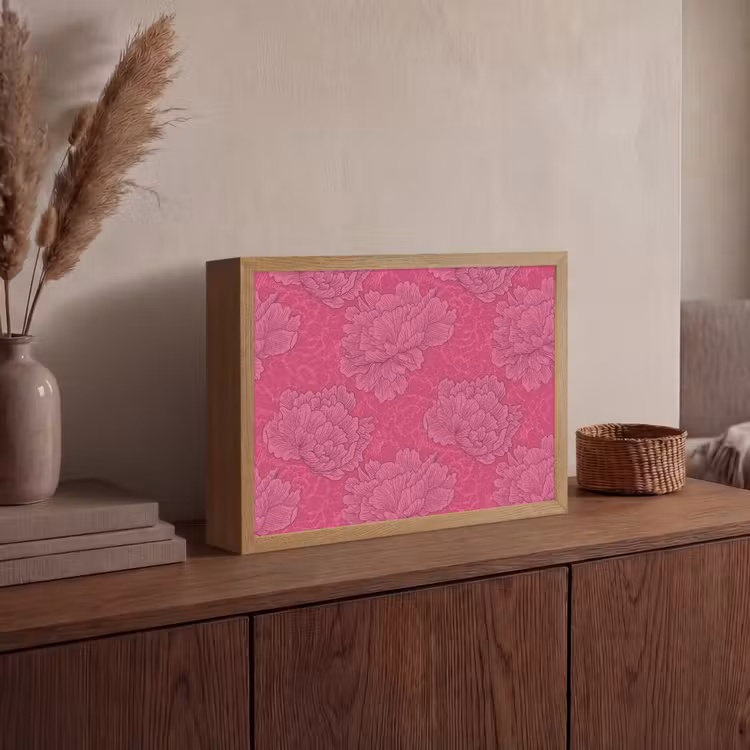 Pioenrozen - Energiek - Roze Light Box met batterij (Wandlamp) middel 907 -sfeer2