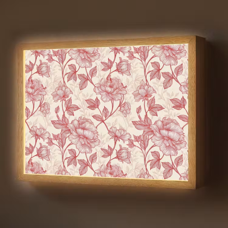 Pioenrozen - Modern - Rood Light Box met batterij (Wandlamp) middel 907 -z3d_website