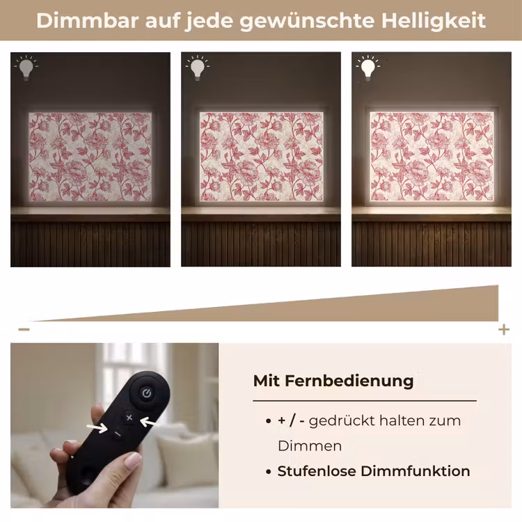 Pioenrozen - Modern - Rood Light Box met batterij (Wandlamp) middel 907 -USP_dimbaarDE