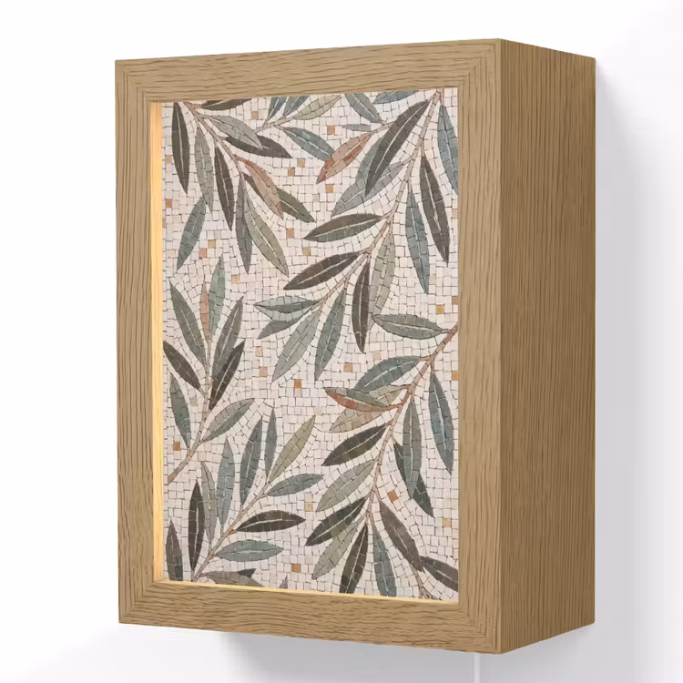 Plant - Blad - Mozaïek - Groen Light Box met kabel (Wandlamp) klein -3d