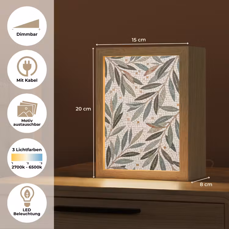 Plant - Blad - Mozaïek - Groen Light Box met kabel (Wandlamp) klein -USP_websiteoverzichtDE