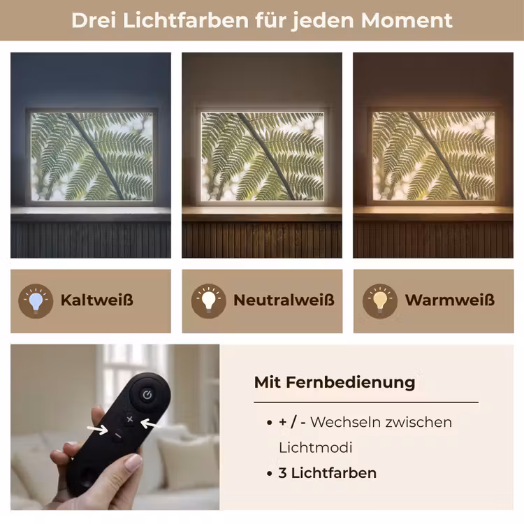 Plant - Blad - Natuur - Groen - Detail Light Box met batterij (Wandlamp) middel -USP_lichtkleurDE
