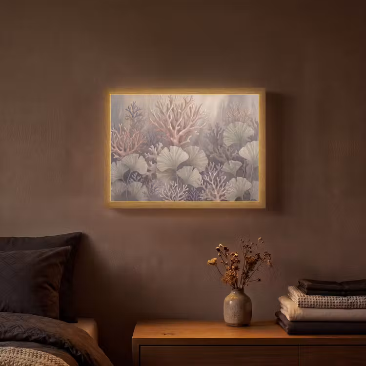 Plant - Bladeren - Zee - Illustratie - Groen Light Box met batterij (Wandlamp) middel -sfeer4