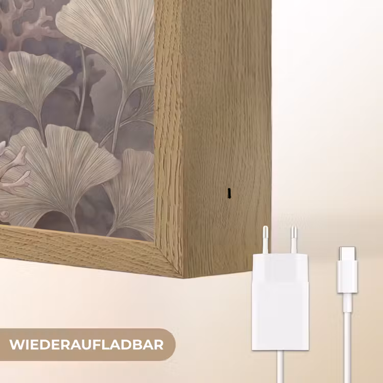 Plant - Bladeren - Zee - Illustratie - Groen Light Box met batterij (Wandlamp) middel -USP_websiteoplaadbaarDE