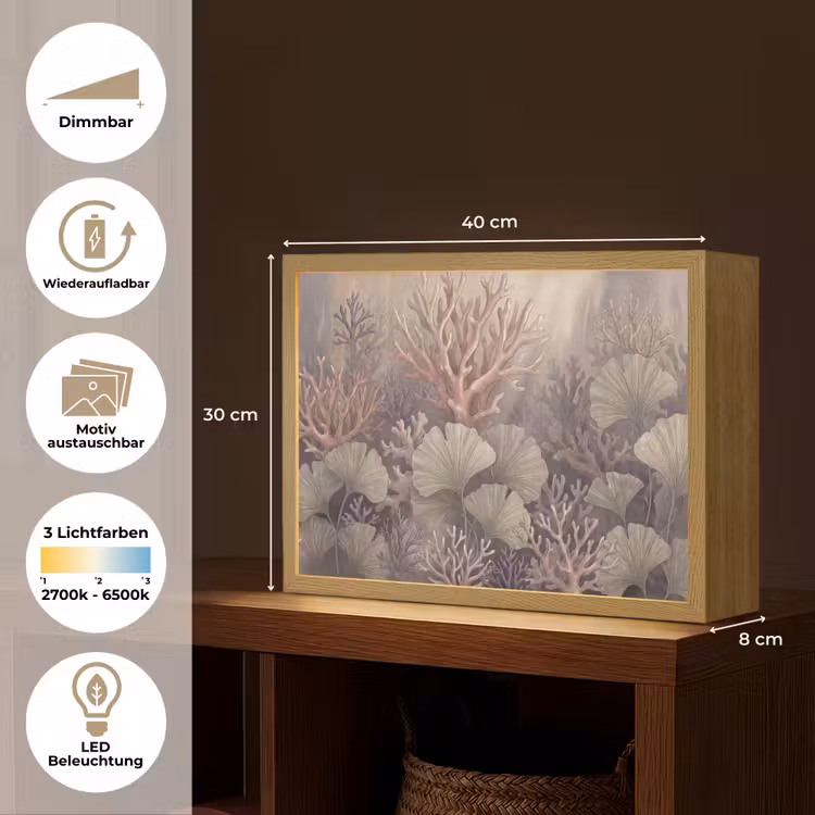 Plant - Bladeren - Zee - Illustratie - Groen Light Box met batterij (Wandlamp) middel -USP_websiteoverzichtDE
