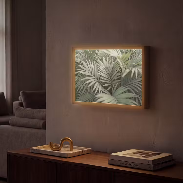 Plant - Palmbladeren - Natuur - Groen Light Box met batterij (Wandlamp) middel -sfeer1