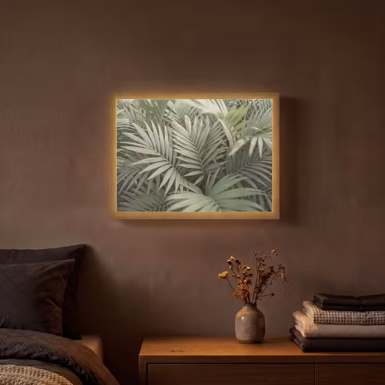 Plant - Palmbladeren - Natuur - Groen Light Box met batterij (Wandlamp) middel -sfeer4