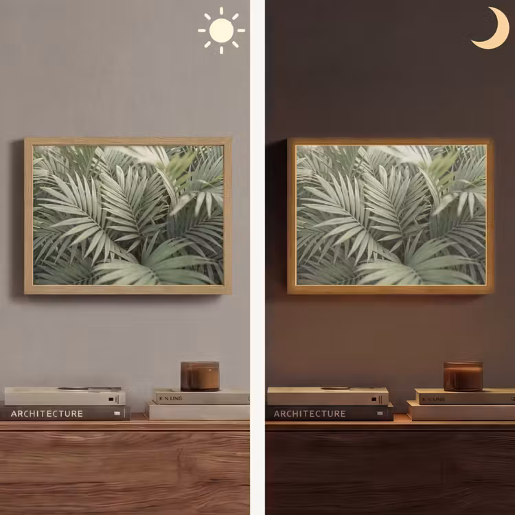 Plant - Palmbladeren - Natuur - Groen Light Box met batterij (Wandlamp) middel -sfeer3