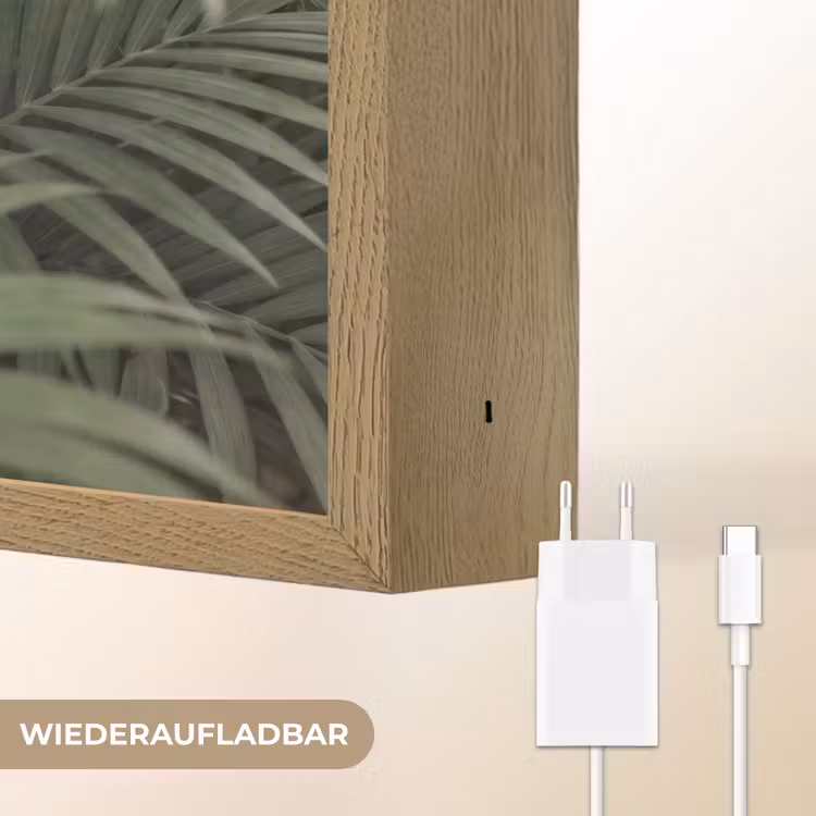 Plant - Palmbladeren - Natuur - Groen Light Box met batterij (Wandlamp) middel -USP_websiteoplaadbaarDE