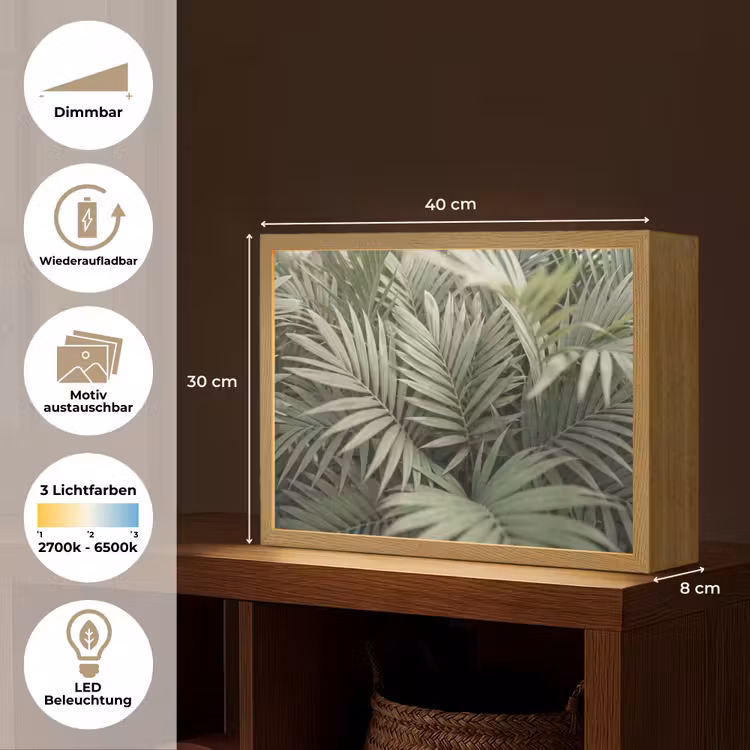 Plant - Palmbladeren - Natuur - Groen Light Box met batterij (Wandlamp) middel -USP_websiteoverzichtDE