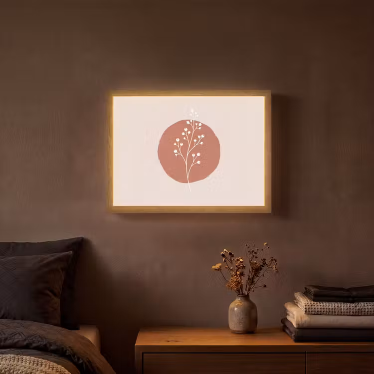 Plant - Tak - Abstract - Modern - Wit Light Box met batterij (Wandlamp) middel -sfeer4