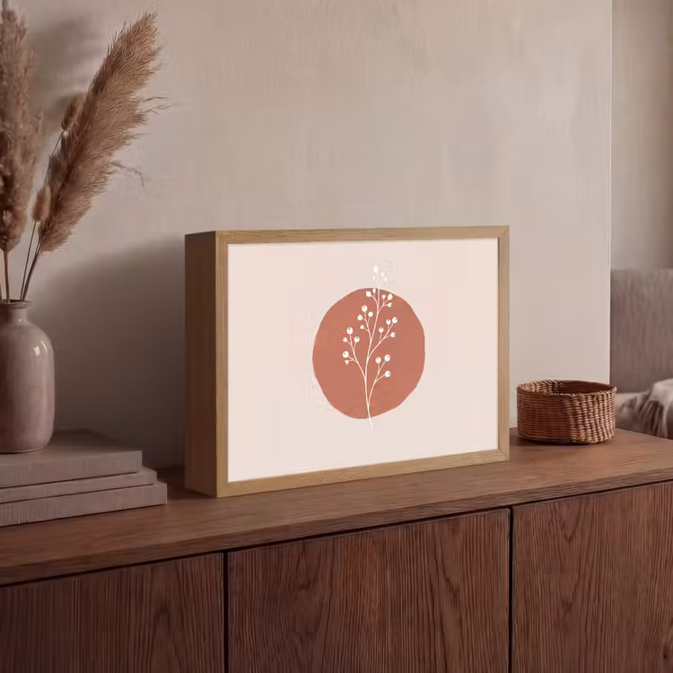 Plant - Tak - Abstract - Modern - Wit Light Box met batterij (Wandlamp) middel -sfeer2