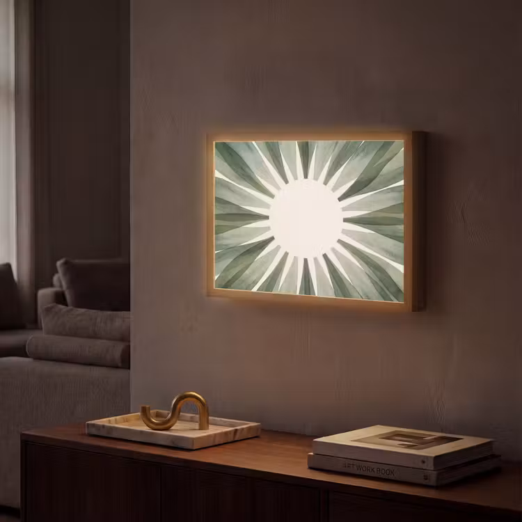 Planten - Abstract - Waterverf - Groen - Natuur Light Box met batterij (Wandlamp) middel -sfeer1