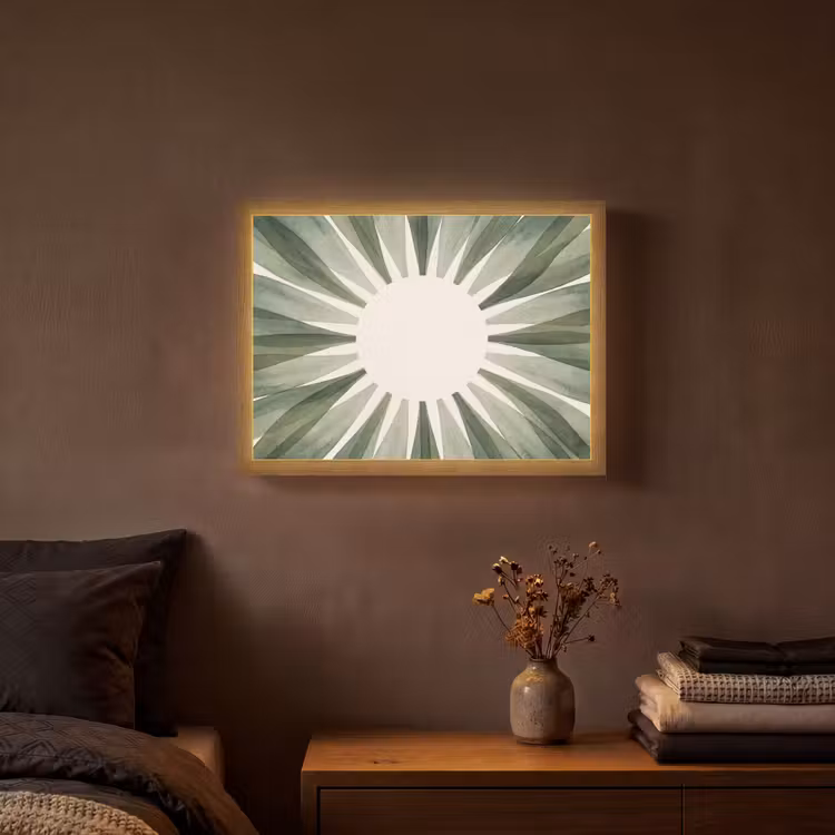 Planten - Abstract - Waterverf - Groen - Natuur Light Box met batterij (Wandlamp) middel -sfeer4
