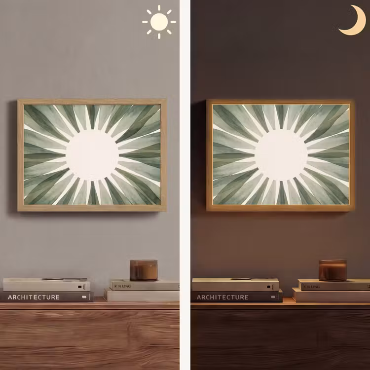 Planten - Abstract - Waterverf - Groen - Natuur Light Box met batterij (Wandlamp) middel -sfeer3