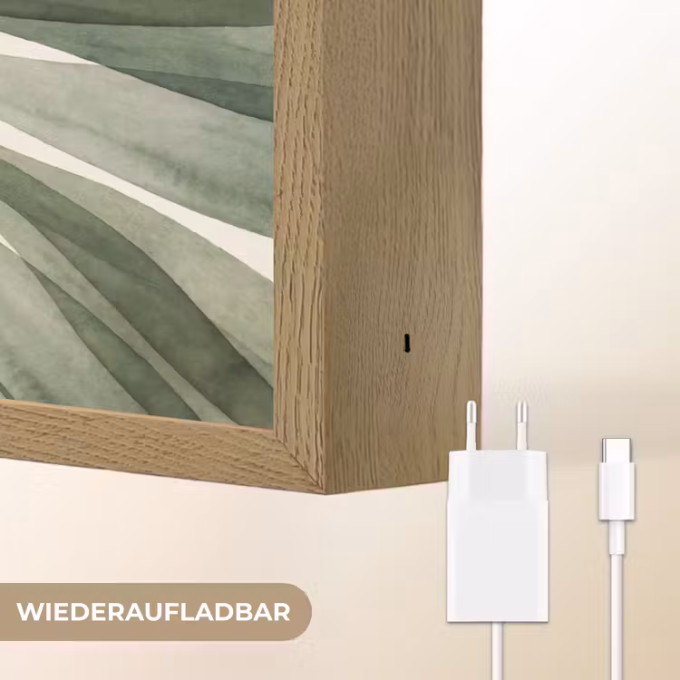 Planten - Abstract - Waterverf - Groen - Natuur Light Box met batterij (Wandlamp) middel -USP_websiteoplaadbaarDE