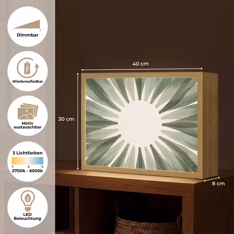 Planten - Abstract - Waterverf - Groen - Natuur Light Box met batterij (Wandlamp) middel -USP_websiteoverzichtDE