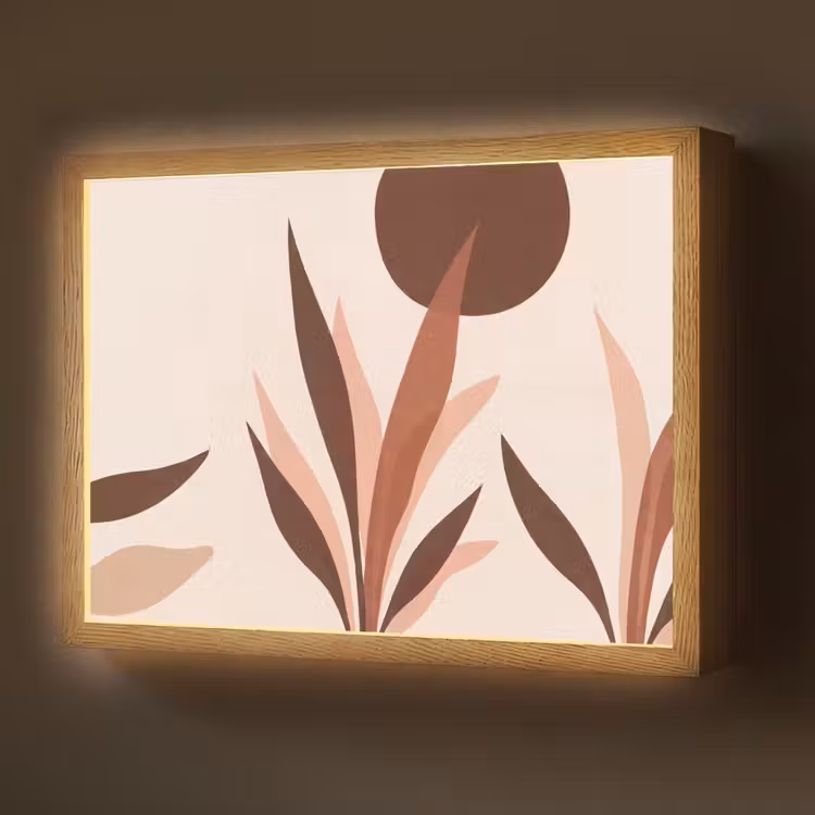 Planten - Abstract - Natuur - Bruin Light Box met batterij (Wandlamp) middel -z3d_website