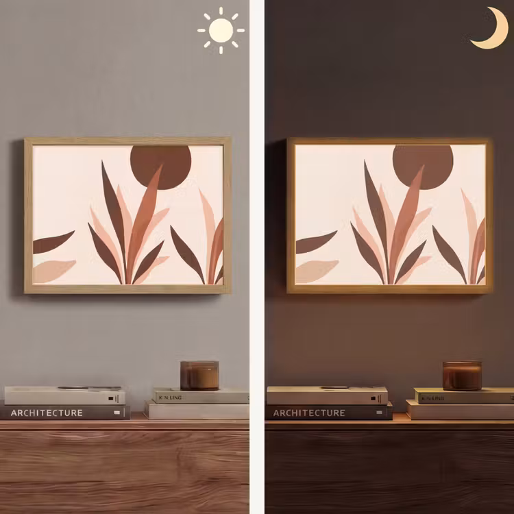 Planten - Abstract - Natuur - Bruin Light Box met batterij (Wandlamp) middel -sfeer3