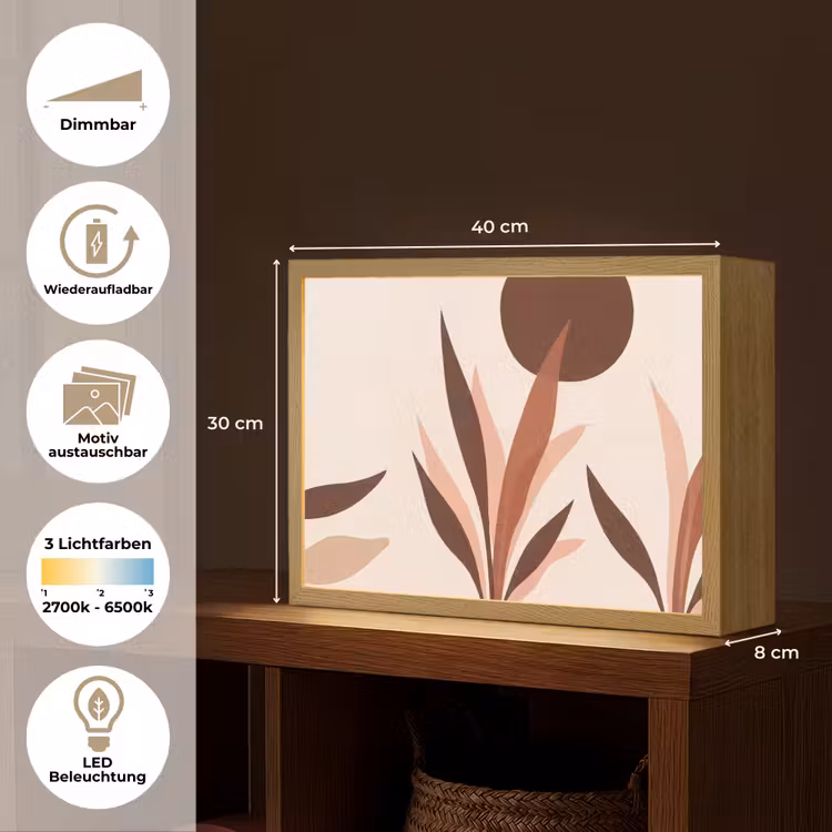 Planten - Abstract - Natuur - Bruin Light Box met batterij (Wandlamp) middel -USP_websiteoverzichtDE